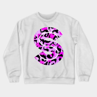 Abstract Letter S Watercolour Leopard Print Alphabet Crewneck Sweatshirt